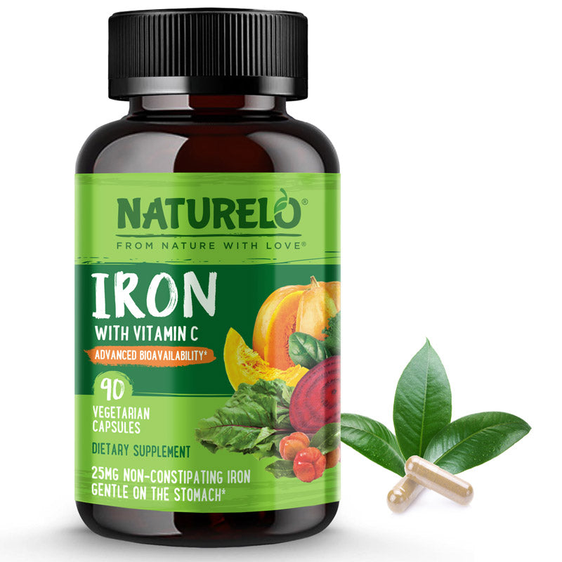 Vegan Iron Supplement with Vitamin C | Naturelo Premium Supplements