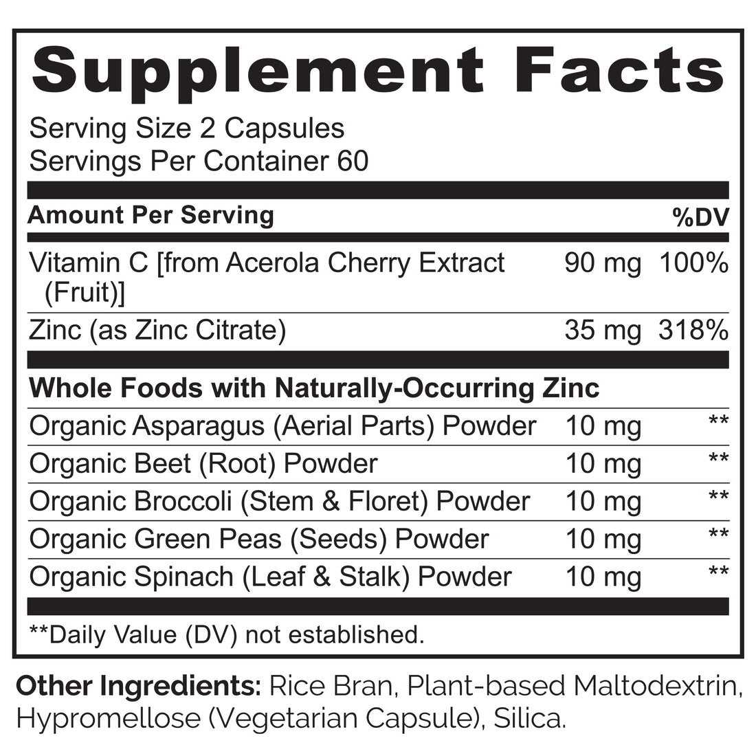 Whole Food Vegan Zinc Complex Supplement