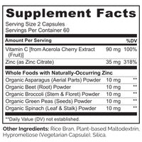 Whole Food Vegan Zinc Complex Supplement