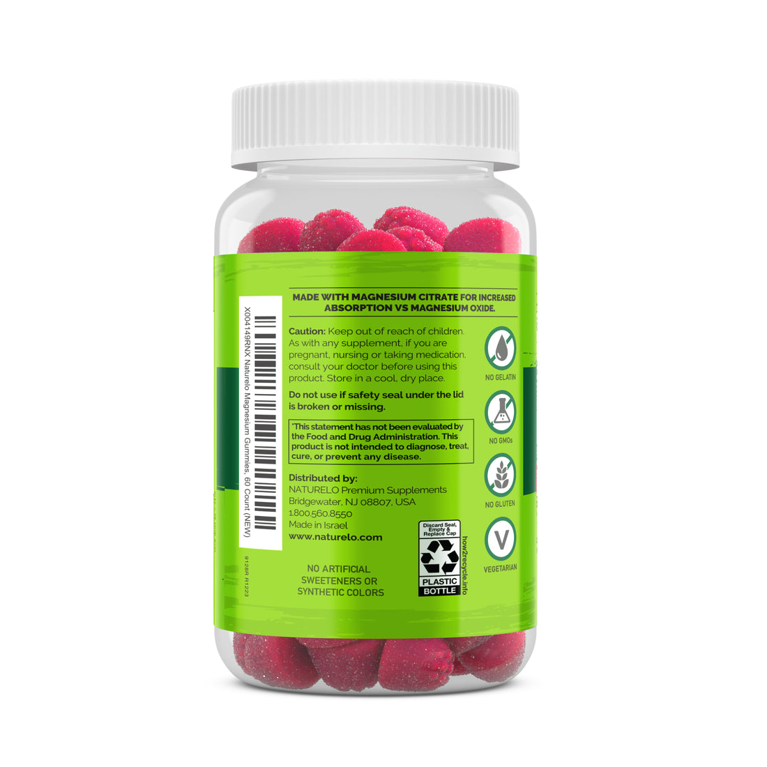 Magnesium Citrate Gummies with Natural Berry Flavor, 60 Vegetarian Gummies