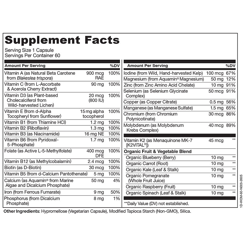 One Daily Multivitamin for Women - Vegan Friendly, Plant-Based, Whole Food Vitamin