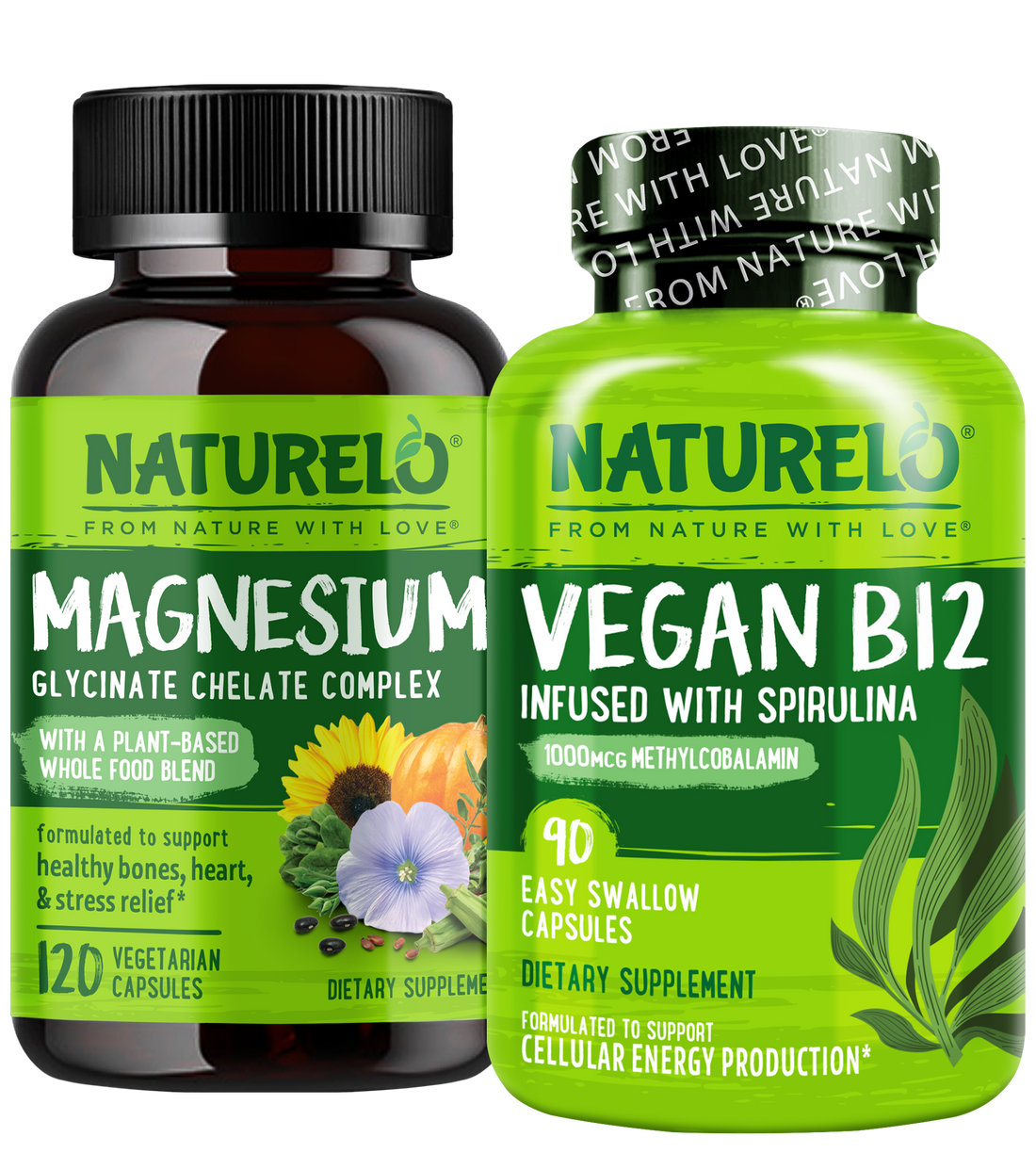 Magnesium Glycinate Complex & Vegan B12 Bundle - 120 & 90 Capsules