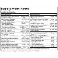 #60_capsules Supplement facts label with detailed nutritional information on a white background