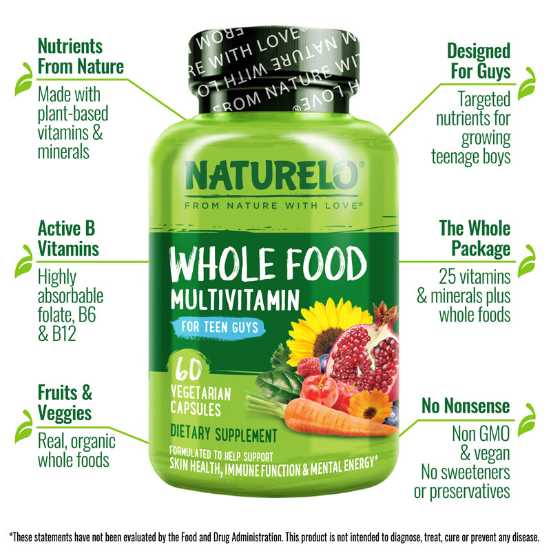 Whole Food Multivitamin for Teen Boys, Plant-Based, Vegan Friendly