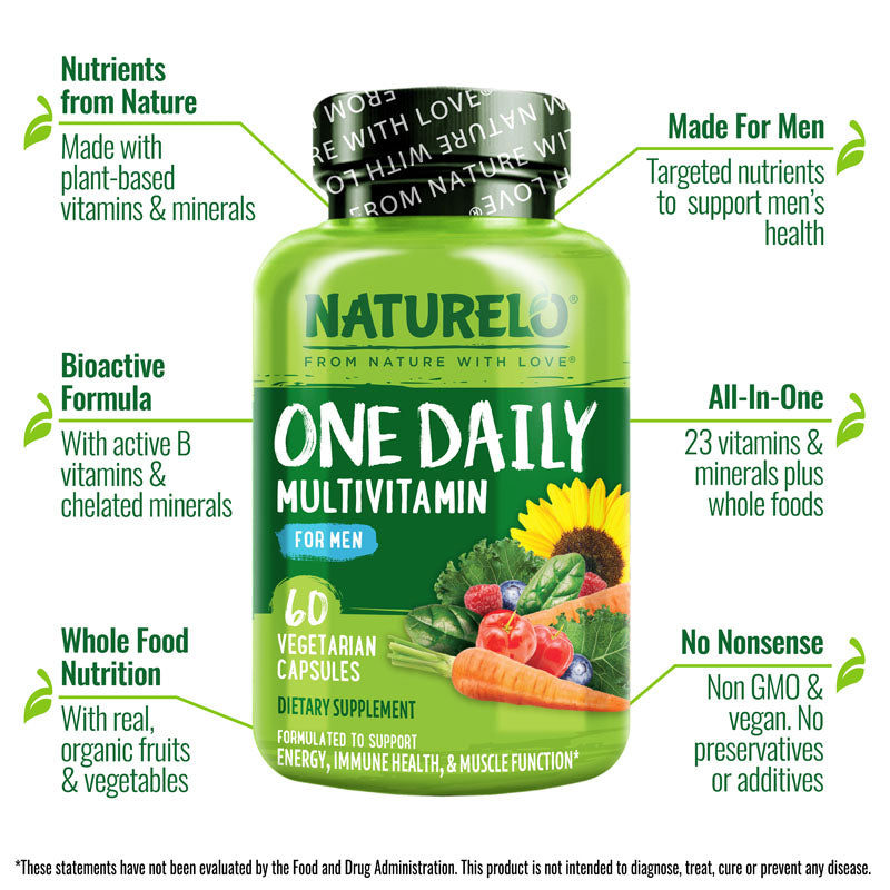 One Daily Multivitamin for Men - Vegan Friendly, Plant-Based, Whole Food Vitamin