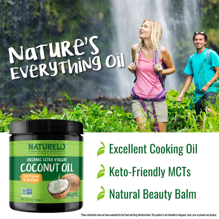 Organic Coconut Oil, Extra Virgin, Cold-Pressed & Unrefined Cooking Oil