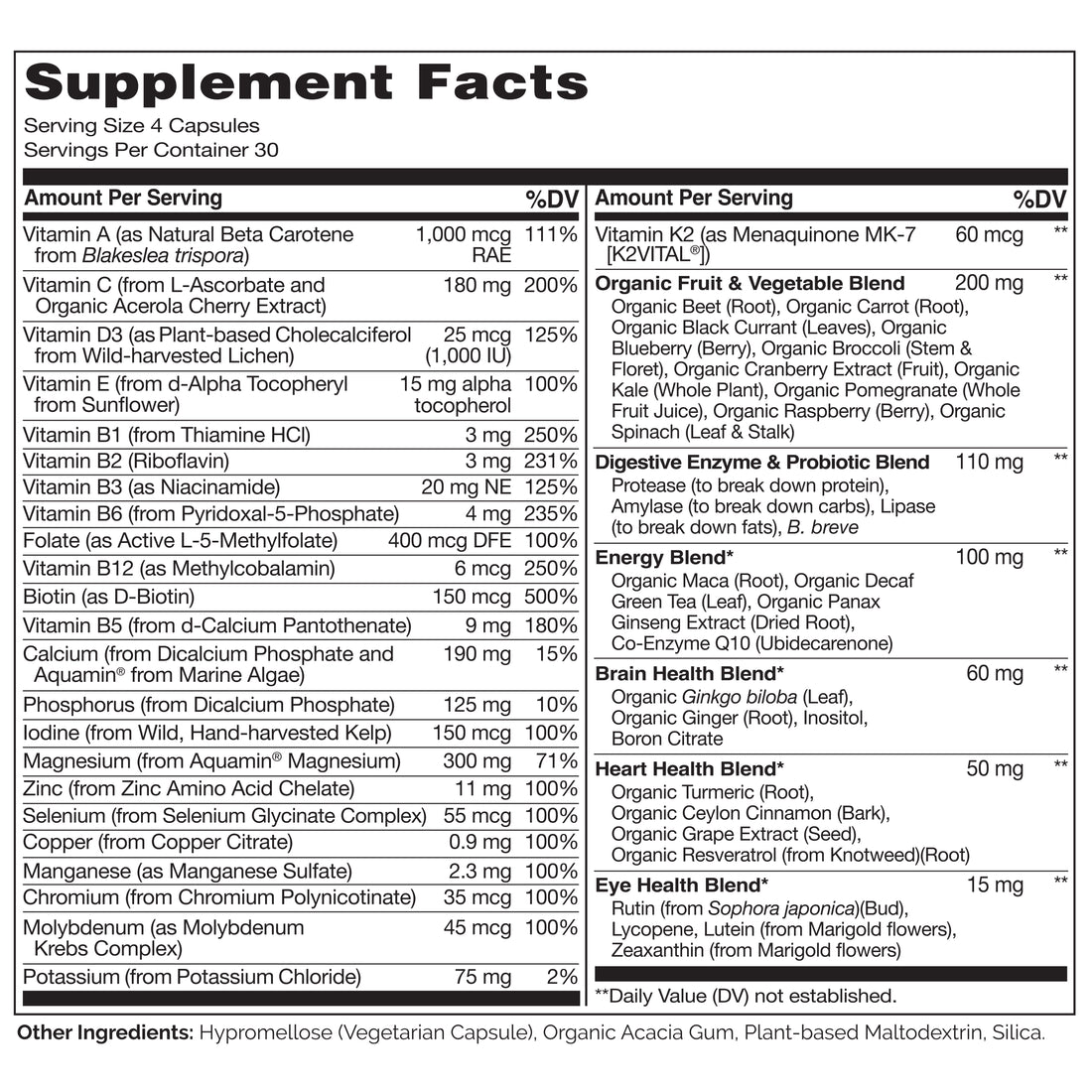 Whole Food Multivitamin for Men, Plant-Based and Vegan Friendly