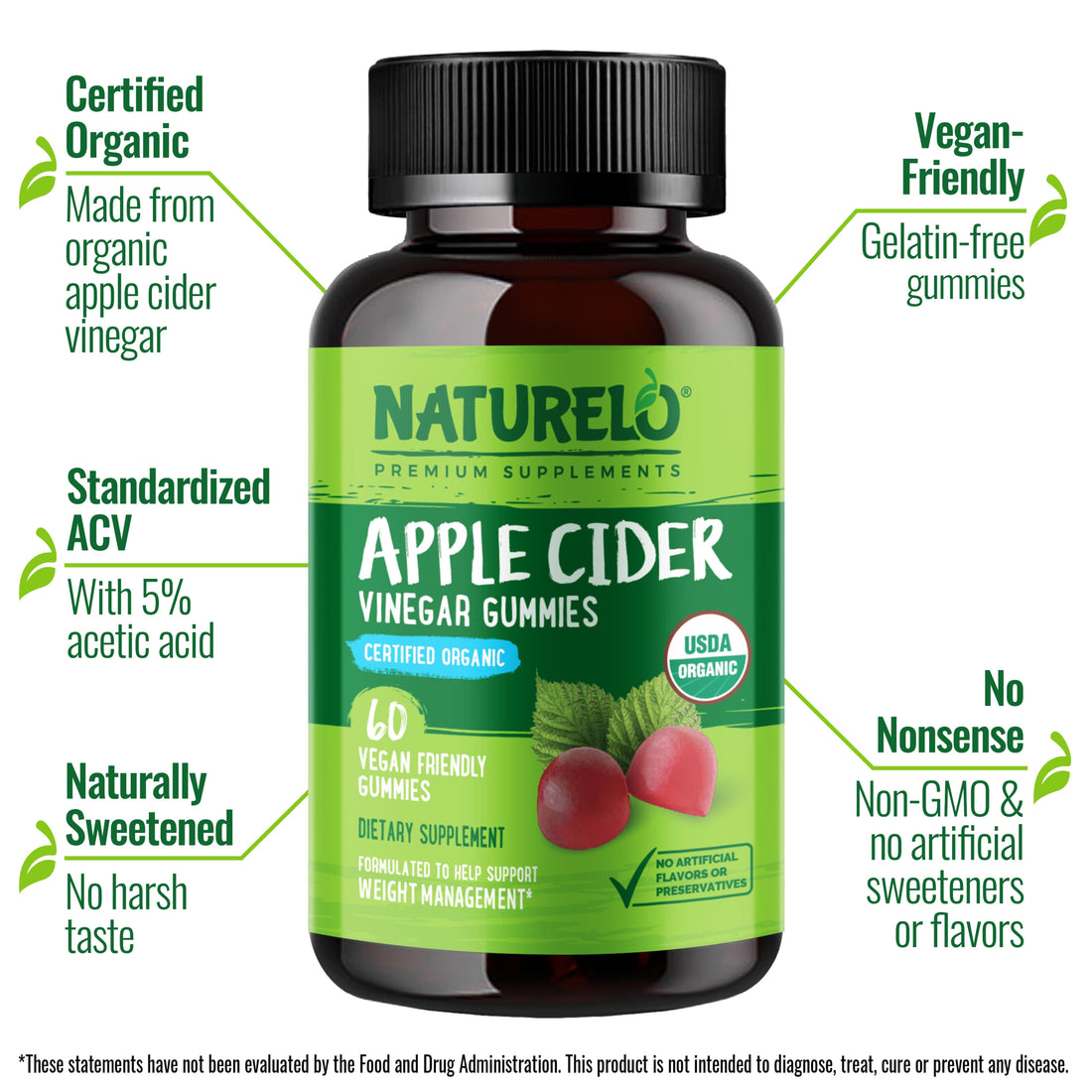 Apple Cider Vinegar Gummies, Certified Organic
