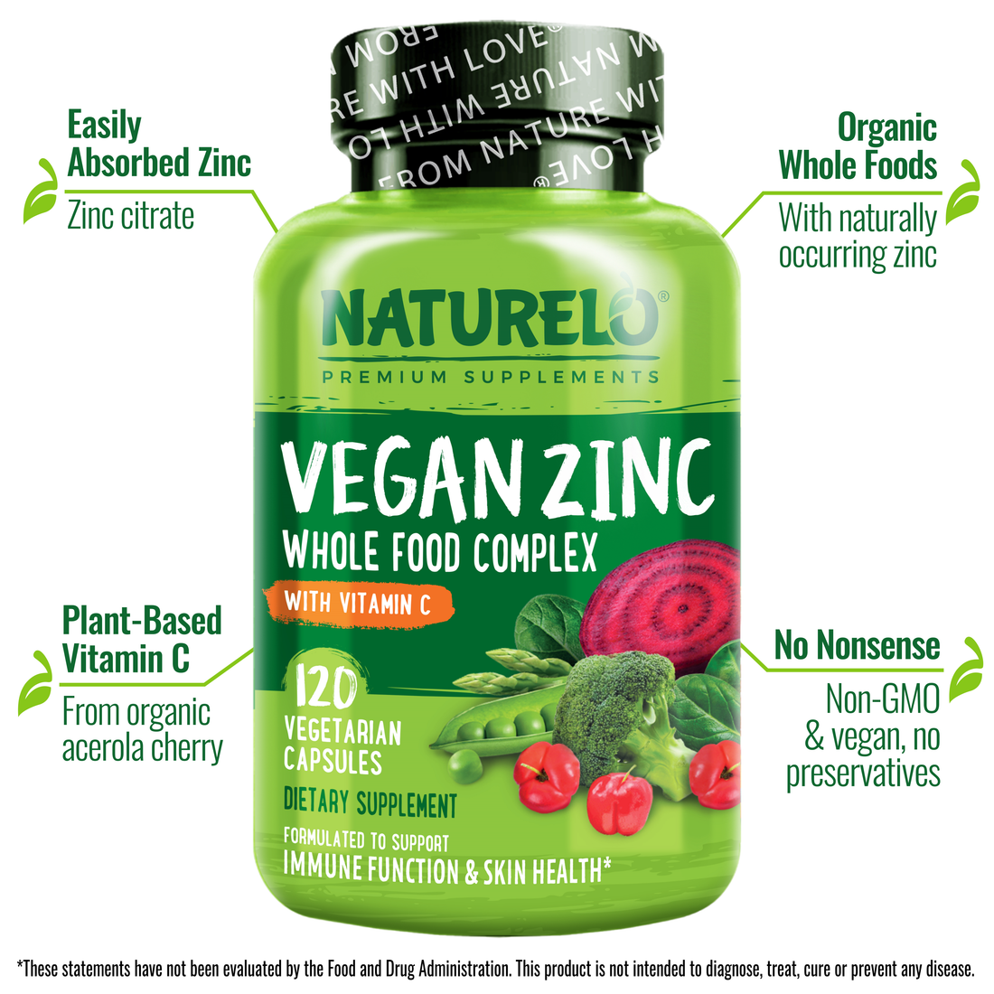 Whole Food Vegan Zinc Complex Supplement